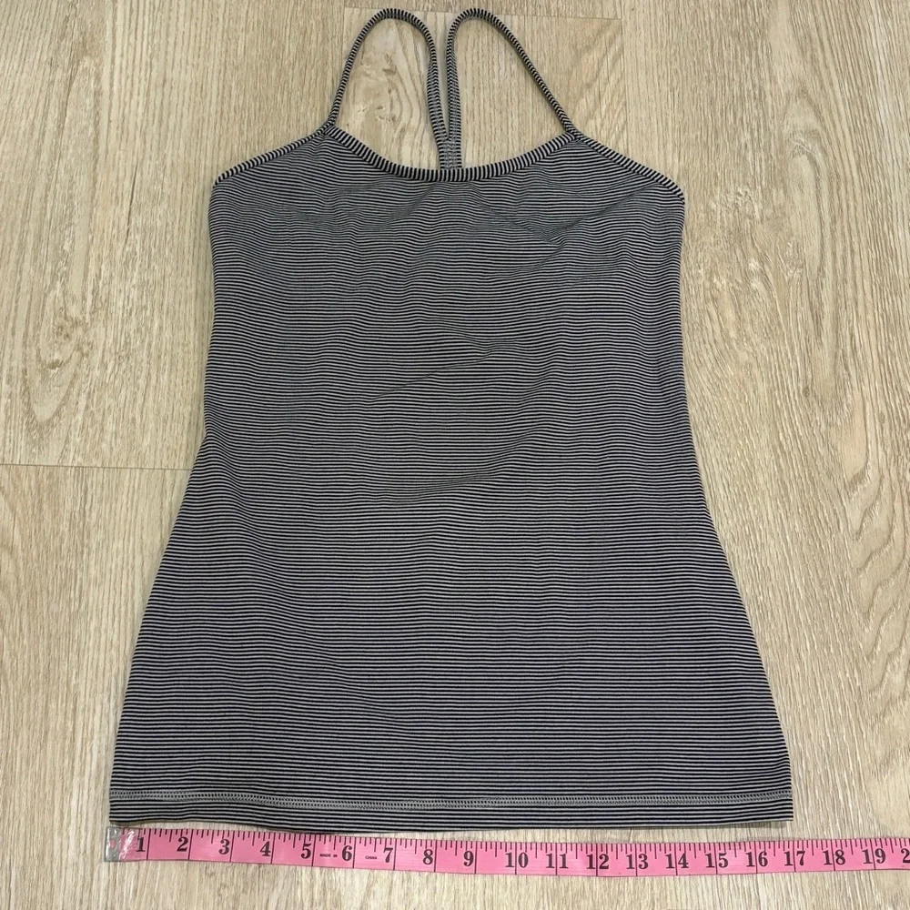 Lululemon Power Y Tank *Luon Tonka Stripe Black Grey Sporty Yoga Lulu Size 8